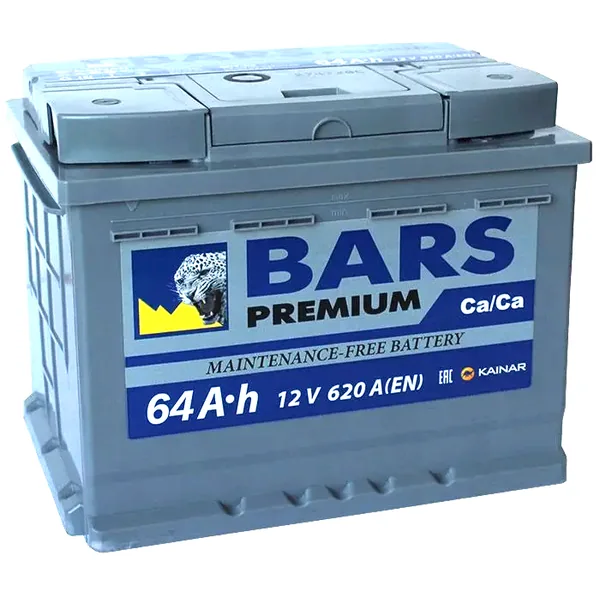 Аккумулятор BARS Premium 64 Ач 620 А (EN), обратная полярность, LN2